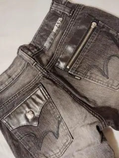 送料込み★EDWIN　412XVSブラック系ダメージデニム日本製良好size28のサムネイル