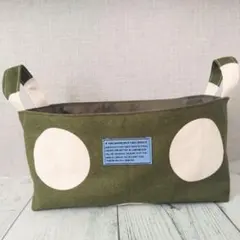 ドット柄(カーキ)　布バスケット