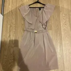 H&M フリルデザイン モカ ベージュ ワンピ ドレス 結婚式