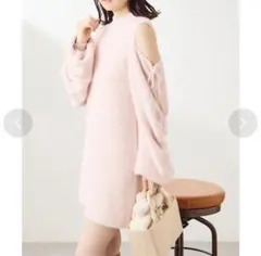 ワンアフターアナザーナイスクラップ　あざとモテニットワンピース　肩出しオフショル