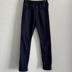 キッズ ストライプ ボトムス ダークネイビー　150cm ガールズ　あったか