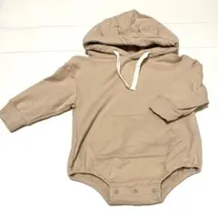 くま　パーカーロンパース　ベージュ　80cm