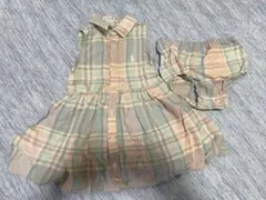 チェック柄ワンピースとパンツセット