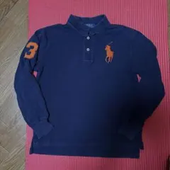 POLO RALPH LAUREN 長袖ポロシャツ ネイビー M 背番号付き