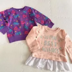 子供服キッズ女の子100㎝◆長袖トップス裏起毛トレーナー２点セット