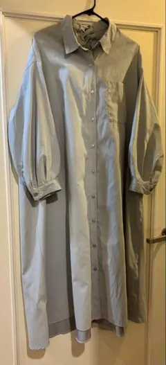 ライトグレー アッシュブルー　ロングワンピース　レイカズン