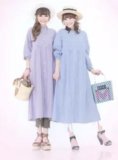 アンドラブ QVC 新品 グリーン ワンピース ストライプのサムネイル