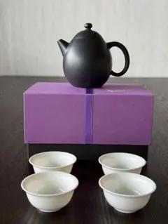 未使用共箱有り中国茶器　台湾茶器　台湾　存仁堂李存仁高級龍蛋黒急須茶器セット