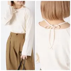新品　ehka sopo エヘカソポ　バックリボンカットソー