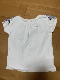 【最終値下げ】ケイトスペード　ホワイト Tシャツ ゴールドロゴ ストライプリボン