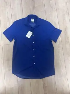 【新品未使用タグ付】ZARA 半袖シャツ　ネイビー　M ブルー　最安値のサムネイル