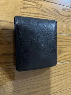 【coach】二つ折り財布 ブラック レザー