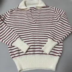 ストライプ ボーダー　ポロネック ニット　セーター