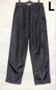 ●サイドグレーライン　ブラックウインドパンツ　裏起毛　メンズ　Lサイズ