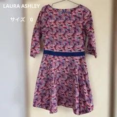 総柄 ひざ丈ワンピース 七分袖 ピンク系のサムネイル