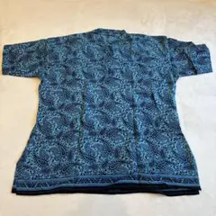 【インド土産　美品】青系ペイズリー柄 半袖シャツ