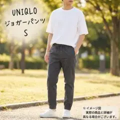 ユニクロ コットンリラックスアンクルパンツ S ダークグレー 紐 ゴム 伸縮