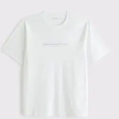 新品タグ付き★アバクロメンズの刺繍ロゴ Tシャツ★ホワイト★サイズＬ