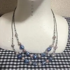 ベネチアングラスハート2連ネックレス