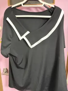 SHEIN CURVE アシンメトリー 半袖カットソー ブラック 3XLのサムネイル