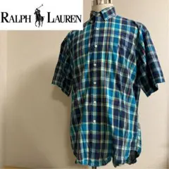 ラルフローレン SLAKE シャツ ブルー系 チェック Lサイズ