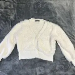 ホワイトファーカーディガン 長袖 フリーサイズ