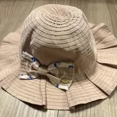 hakka ピンクフリルハット 花柄リボン付
