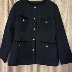 Reina Hoshi ノーカラージャケット ネイビー