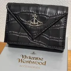 人気｜新品 ヴィヴィアン 三つ折り財布 クロコ 黒のサムネイル