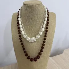 レトロなビーズネックレス3点