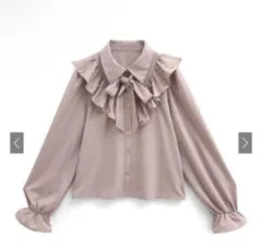 ボウタイ付きフリルパールブラウス[al259]