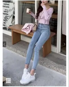 ハイウエストスキニーデニムパンツ[cu110