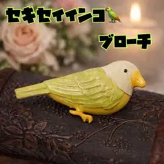 セキセイインコ ブローチ コサージュ アクセサリー ワンポイント 文鳥 黄緑