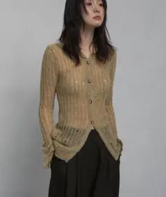 ohotoro Feather Damage Cardigan khakiのサムネイル