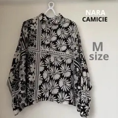 NARACAMICIE デフォルメフラワーアンドストライプ長袖ビッグシャツ Mのサムネイル