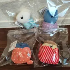 【新品】お文具といっしょ　ボールチェーン付きキャンディーに包まれぬいぐるみ　4種
