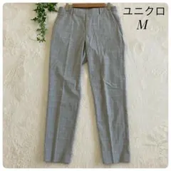UNIQLO✨ユニクロ（M）EZYアンクルパンツ✿チェック柄✿スラックス✿グレー
