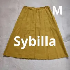 Sybilla シビラ ピンタックスカート リネン混 マスタード Mのサムネイル