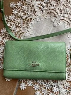 COACH 中古　グリーン ショルダーウォレット