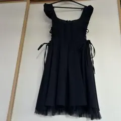 紺のノースリーブ膝丈ワンピース