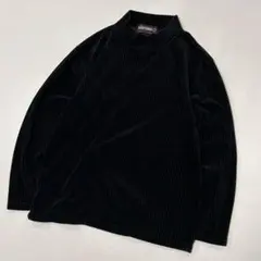 90s LUCKYSTRIKE 太畝 コットン ベロア ハイネック ニット 光沢
