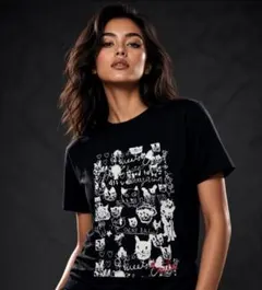 猫柄 Tシャツ ブラック M 猫イラスト 招福 新品未使用