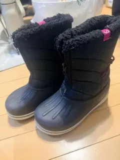 子ども用 ブラック スノーブーツ ファー付き