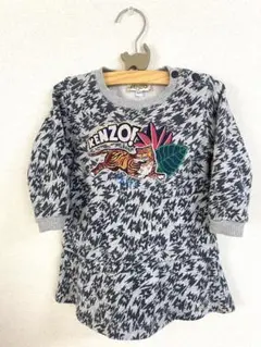 美品 KENZO 虎刺繍 長袖 トレーナー地 ワンピース グレー 18m80cm
