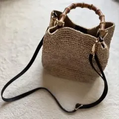 美品　VIOLAd'ORO ヴィオラドーロ 2way ラフィアバッグ