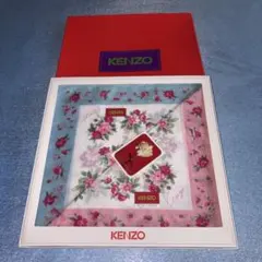 箱付✨KENZO ケンゾー ハンカチ2枚セット 白地 花柄 バラ ブルー＆ピンク