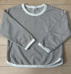 【美品】ボーダートップス　140cm アイボリー　長袖Tシャツ　韓国子供服