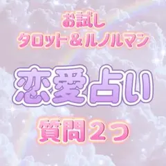 お試し価格 ♡ 恋愛占い 霊感タロット & ルノルマン 質問2つ