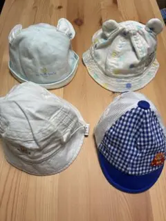 ミキハウス帽子 4点セット 44センチ　耳付き チェック柄