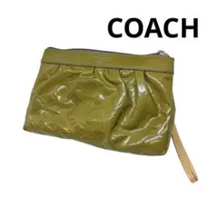 COACH 美品☆ポーチ エナメル オプアート 人気 お洒落 クラッチ